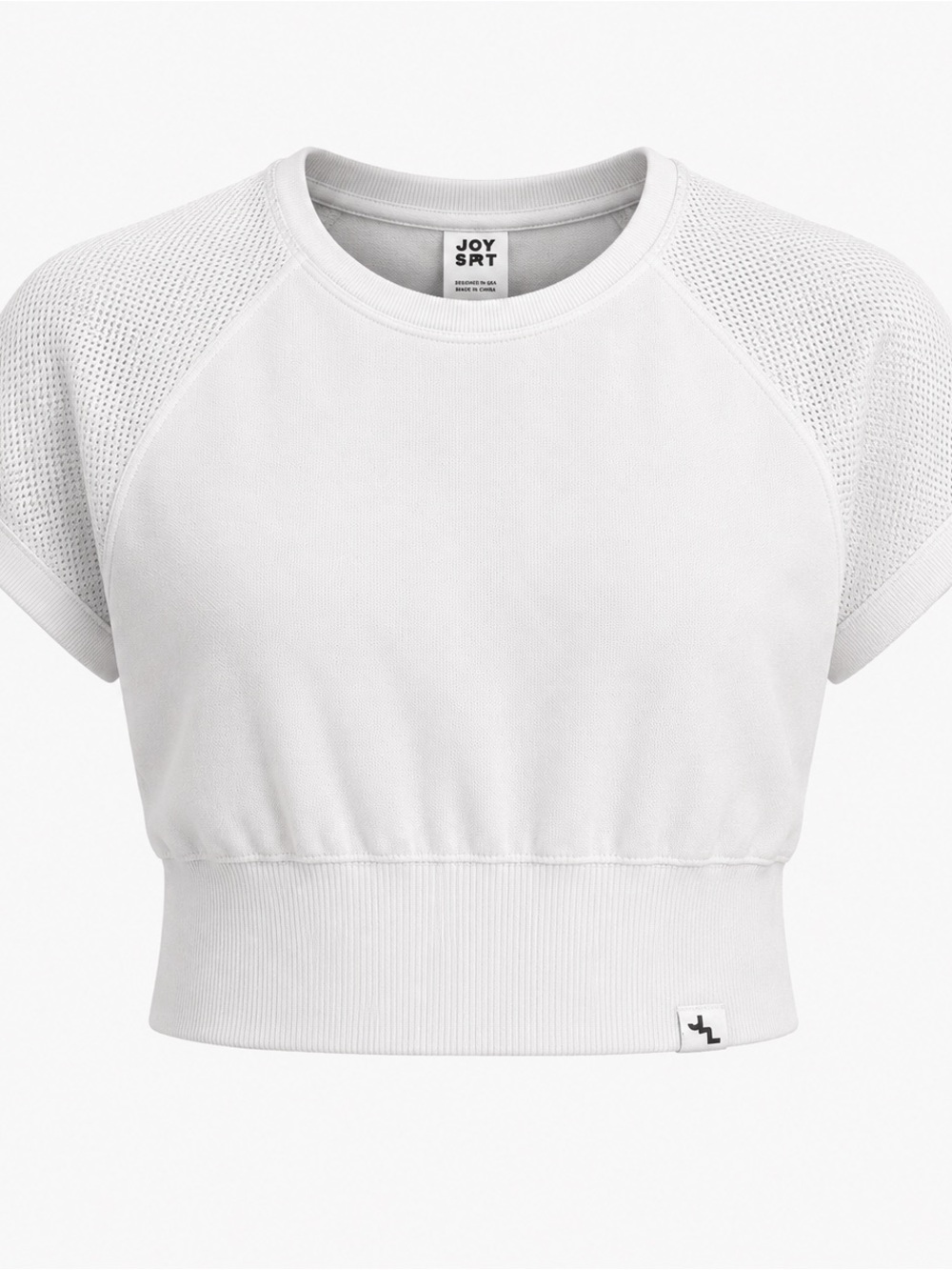 JoyLab White Short Sleeve Cropped Mesh Top XXL